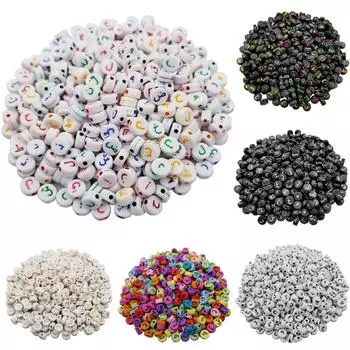 DIY для 50 шт. 7 мм, ожерелье ручной работы, браслет, изготовление ювелирных изделий, акриловые свободные бусины, смешанные бусины с арабским алфавитом