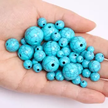 DIY для изготовления искусственных ювелирных изделий, аксессуары 6-16 мм, 50-5 шт., круглые свободные бусины, браслет с имитацией камня, бирюза, ожерелье