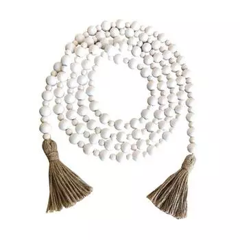 DIY Домашнее украшение Деревянный бисер Гирлянда с кисточками Деревенский для ротанга Макраме Настенная подвеска