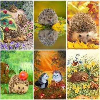 DIY ежик 5D алмазная живопись полная круглая дрель животное Алмазная вышивка мозаика вышивка крестом стены книги по искусству домашний декор подарок Full Round 20x30CM