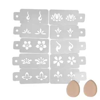 DIY Face Makeup Template No Repeat Hollowed Flowers Temporary Tattoo Stencil Tatouage Temporaire Waterproof