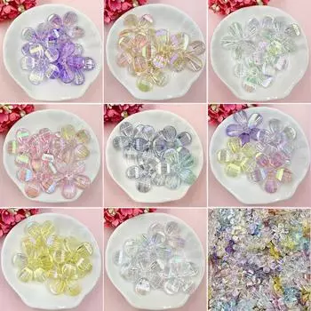 DIY Findings Dazzling Flowers Beading Neclace Bracelet Handcrafted 5Pcs Acrylic Loose Beads for Jewelry Making Accessories светло-зеленый