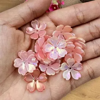 DIY Findings Loose Beading Neclace Bracelet for Jewelry Making Colorful Flowers 20Pcs Handmade Acrylic about 18mm 20pcs синий