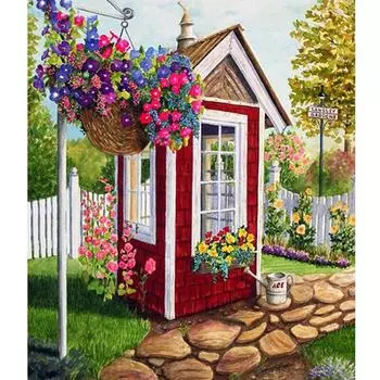 DIY Flower Garden Home 5D Crafts Алмазная вышивка Домашний декор Настенная живопись Мозаика Полный круг 20X30CM