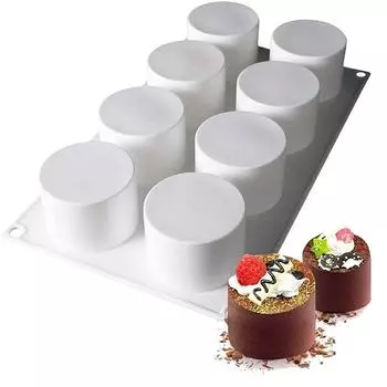 DIY форма для мусса, торта, 8-полость, цилиндрическая форма для кекса, силиконовая форма для свечей для ароматерапии, декоративная форма для выпечки, кухни