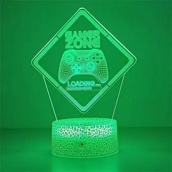 DIY Геймпад Игровая Модель 3D Ночник Светодиодный 7 Цветов Изменение Цвета RGB Свет Спальня Декоративная Установка Лампа Игрушки Дети День Рождения Black Base No Remote коричневый