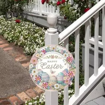 DIY горный хрусталь художественный кулон акриловый двухсторонний пасхальное яйцо подвесное украшение искусственный бриллиантовый орнамент для домашнего офиса стены двери декор разноцветный