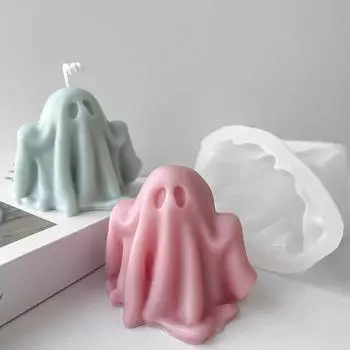 DIY Halloween Ghost Candle Silicone Mold Aromatherapy Candle Plaster Handmade Soap Mould Halloween Decoration