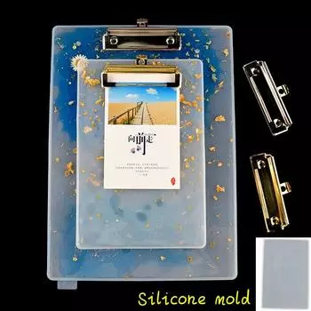 Diy Handmade Drawing Board Crystal Epoxy Mold Piano Music Clip Mold Resin Silicone Stationery Splint Music Clip silver clip-1pcs
