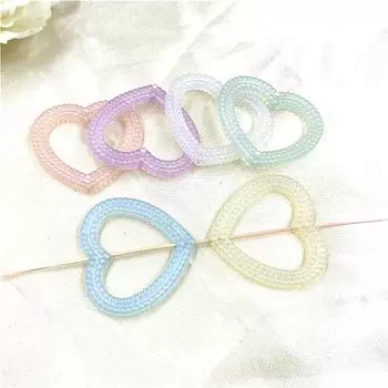 DIY Handmade Jewelry Material Vertical Hole Fashion Earrings Necklace Hollowed Out Large Love Beads 10pcs Macaron Color Beaded Accessories Acrylic разноцветный