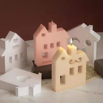 DIY Heart House Candlestick Silicone Mold Window Houses Tea Light Candle Holder Craft Gift Making Resin Gps Molds Home Decor