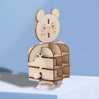 DIY Ходячий медведь робот STEM комплект деревянная заводная механическая игрушка сборка без клея наука