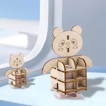 DIY Ходячий медведь Робот STEM Комплект Деревянная заводная механическая игрушка Сборка без клея Научный проект для детей Физический и инженерный эксперимент