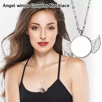 DIY Индивидуальная термопередача ювелирных изделий Плоское ожерелье Подвеска Ангел Пара День святого Валентина Подвеска One Size