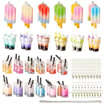 DIY Jewelry Components Milk Tea and Ice Cream Pendant Kits Jewelry Making Supplies Handmade Accessories for Women Girl