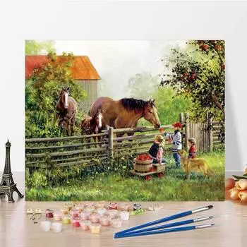 DIY Картина по номерам Ручная роспись по номерам Картина маслом на холсте Цифровая живопись маслом Украшение дома 40x50cm no frame