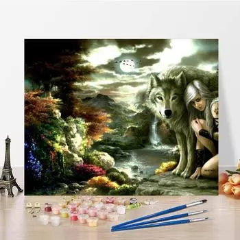 DIY Картина по номерам Ручная роспись по номерам Картина маслом на холсте Украшение дома Цифровая живопись маслом 40x50cm no frame