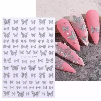 DIY клейкие наклейки блестящие лазерные звезды дизайн серебряный порошок 3D светоотражающие блестящие наклейки для ногтей 06 серебряный