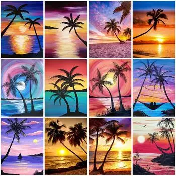 DIY кокосовая пальма 5D алмазная живопись полная круглая дрель живописная Алмазная вышивка крестиком мозаика наборы настенное искусство домашний декор Full Round 20x30CM