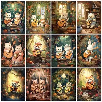 DIY Кошка Алмазная Мозаика Медведь Полный Квадрат Круглый Картина Кролик Алмазная Вышивка Новая Коллекция Ручная Работа Хобби Full Round 20x30CM