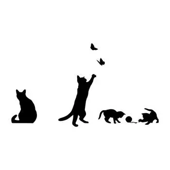 DIY Кошка Бабочка Наклейка На Стену Обои Дверь Детская Спальня Гостиная Наклейки Плакат
