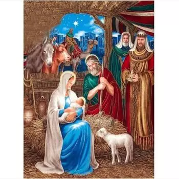 DIY круглая дрель Алмазная картина Религия Икона Мозаика Рукоделие Ремесла Вышивка Full Round 20x25CM