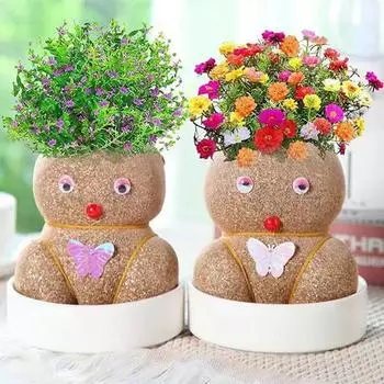 DIY кукла с соломенной головой, украшение для дома, бонсай из растений, украшение для офиса, зелень