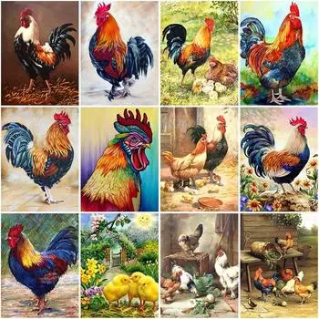 DIY Курица 5D Алмазная картина Вышивка крестом Полный круглый Стразы Алмазная вышивка Животное Мозаика Домашний декор Full Round 20x30CM