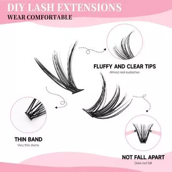 DIY Lashes Extension Kit Lash Bond and Seal Remover Eyelashes 200 PCS Clusters Makeup Tools for Gluing Lashes Gluing Glue