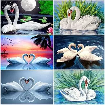 DIY Лебедь 5D алмазная живопись полная круглая дрель животное Алмазная вышивка крестиком комплект мозаика из смолы домашний декор подарок Full Round 20x30CM