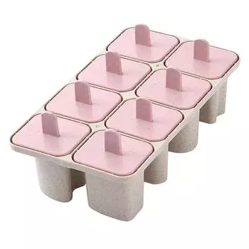 DIY Letter 8 Grids Cube Ice Mold Ice Cube Molds with Lid Stick for Ice Cream Juice Chocolate Pink