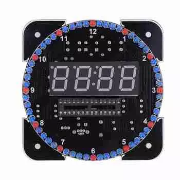 DIY Light Control Rotation Digital LED Electronic Temperature Clock Kit Suite WUSB Cable Blue