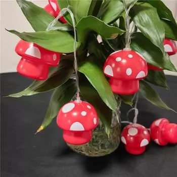 DIY Light Mushroom Shape Christmas Decoration String Lights LED Holiday Fairy Lights Party Indoor Decor Night Lights 841 1.5m 10balls battery белый