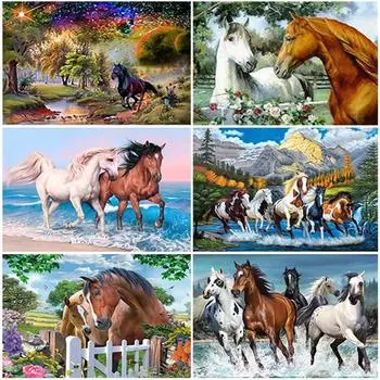 DIY Лошадь 5D Алмазная картина Мозаика Животное Алмазная вышивка Крестом Полный круглый дрель Домашний Декор Рождественский подарок Full Round 15x20cm