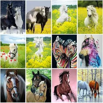 DIY Лошадь 5D алмазная живопись полная круглая дрель смола животное Алмазная вышивка наборы крестиков домашний декор настенный художественный подарок Full Round 20x30CM