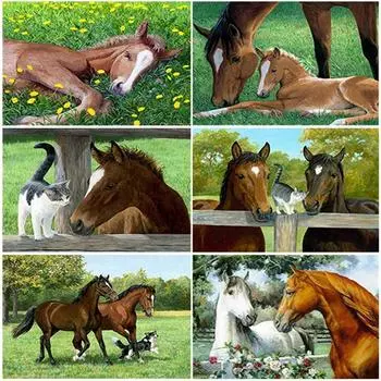 DIY Лошадь 5D алмазная живопись полная круглая дрель животное Алмазная вышивка крестиком мозаика из смолы домашний декор настенное искусство Full Round 20x30CM