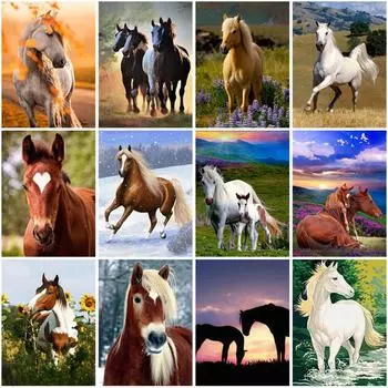 DIY Лошадь 5D алмазная живопись полная круглая дрель мозаика Алмазная вышивка крестиком Рождество Gfit животное настенное искусство домашний декор Full Round 20x30CM