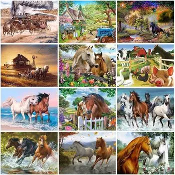 DIY Лошадь 5D алмазная живопись полная круглая дрель смола животное Алмазная вышивка наборы крестиков домашний декор настенный художественный подарок Full Round 20x30CM