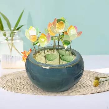 DIY Lotus Night Light Material Kit Настольный Орнамент Керамический Горшок Мини Лампа