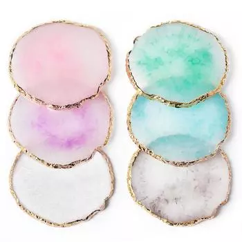 DIY маникюрные аксессуары, инструменты, смола для дизайна ногтей, палитра геля для рисования с золотым краем, лак для агата, микс, перемешать, хрустальная пластина с драгоценными камнями, 6 цветов