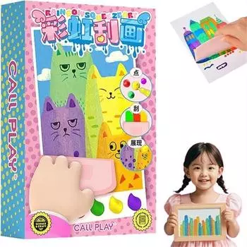 DIY Material DIY Rainbow Scratch Art Drawing Papers Rainbow Dot Scratch Painting Arts for Kids A