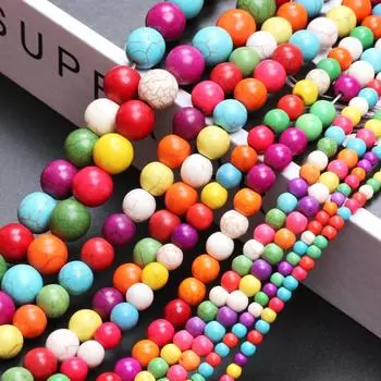 DIY Материал Бусины Ручной Работы Брелок 4/6/8/10/12 мм Бирюзовый Случайный Цвет Браслет Ожерелье Для Изготовления Ювелирных Изделий 15-40 Шт. Натуральный Камень 4mm 40Pcs