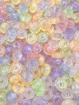 DIY материалы ручной работы прозрачные 15,5 мм * 7,5 мм большое отверстие DIY материал подвески резные бусины акриловые круглые бусины для браслета ювелирные изделия маркировка 10 шт