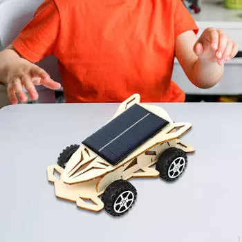 DIY Mini Solar Race Car Toy Building Sets Деревянная модель транспортного средства 3D-головоломка Физическая