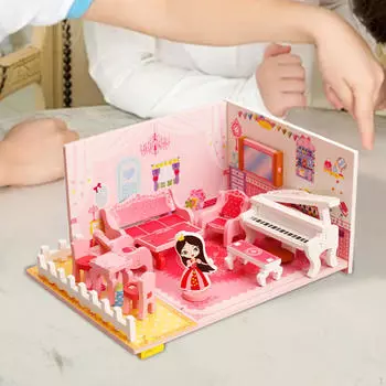 DIY Миниатюрный кукольный домик, 3D Деревянный домик, набор для творчества, обучающая игрушка, крошечная с
