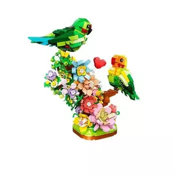 DIY MOC Строительные блоки из мелких частиц 663009 Love Bird Parrot Series Подарочные игрушки для девочек, детские подарки no box