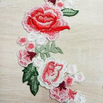 DIY модные аксессуары для одежды, вышивка, аппликация, нашивки, 1 пара, цветочные, ручной работы розовый