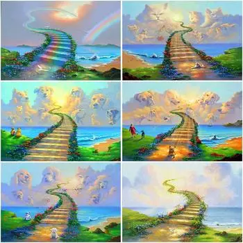 DIY Мост 5D алмазная живопись полная круглая дрель смолы мультфильм живописная Алмазная вышивка крестиком домашний декор настенное искусство Full Round 20x30CM