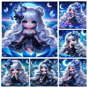 DIY мультфильм принцесса квадратный алмазный набор для живописи девушка цветок вышивка крестом ручная работа мозаика искусство подарок 2024 новый ремонт дома Full Round 20x20CM