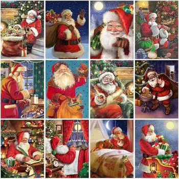 DIY мультфильм Санта-Клаус 5D алмазная живопись полная круглая дрель Алмазная вышивка Рождественский подарок наборы для вышивки крестом домашний декор Full Round 20x30CM